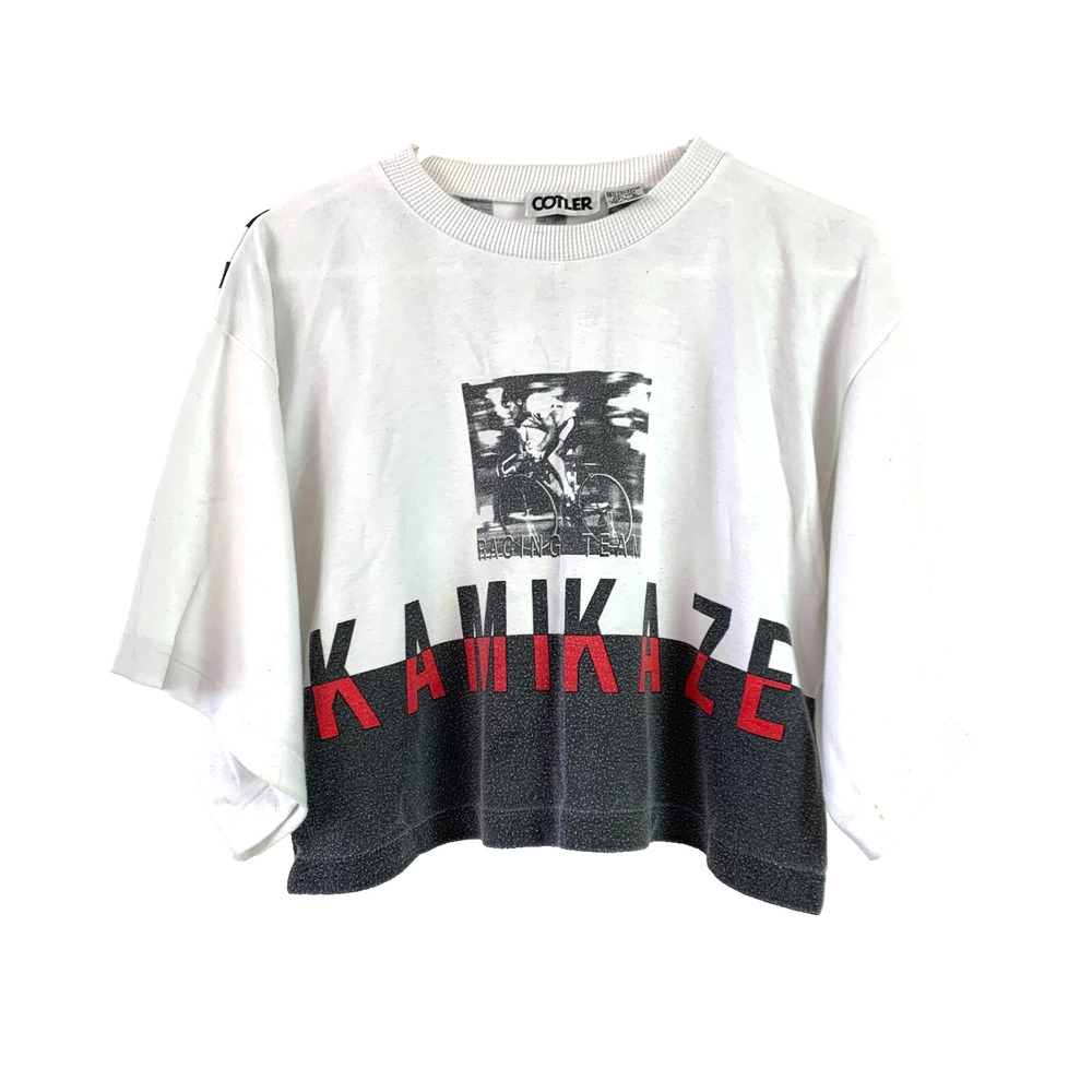Vintage Cotler Kamikaze Racing Team Streetwear Cropped Boxy Tee Shirt Sm Korea